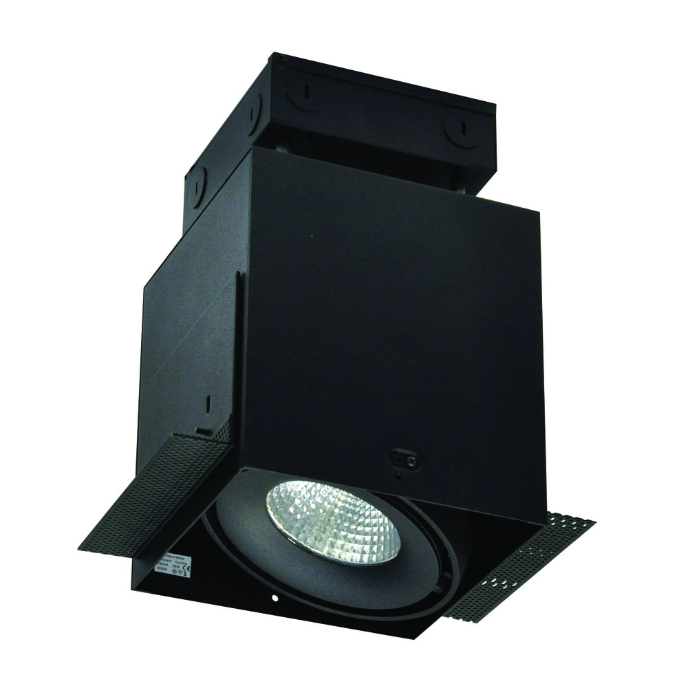 LED Trimless 1-Head MLS Housing, 30W / 2100lm per Head, 3500K, 16-Degrees Spot, Black, 120-277V