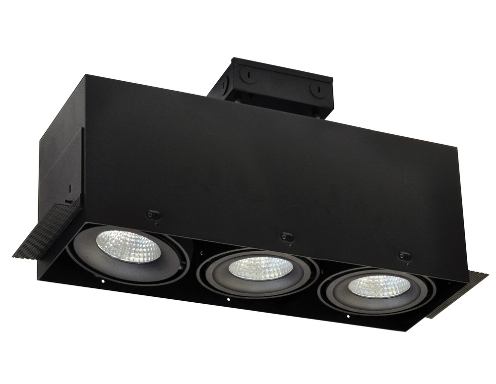 LED Trimless 3-Head MLS Housing, 30W / 2100lm per Head, 4000K, 16-Degrees Spot, Black, 120-277V