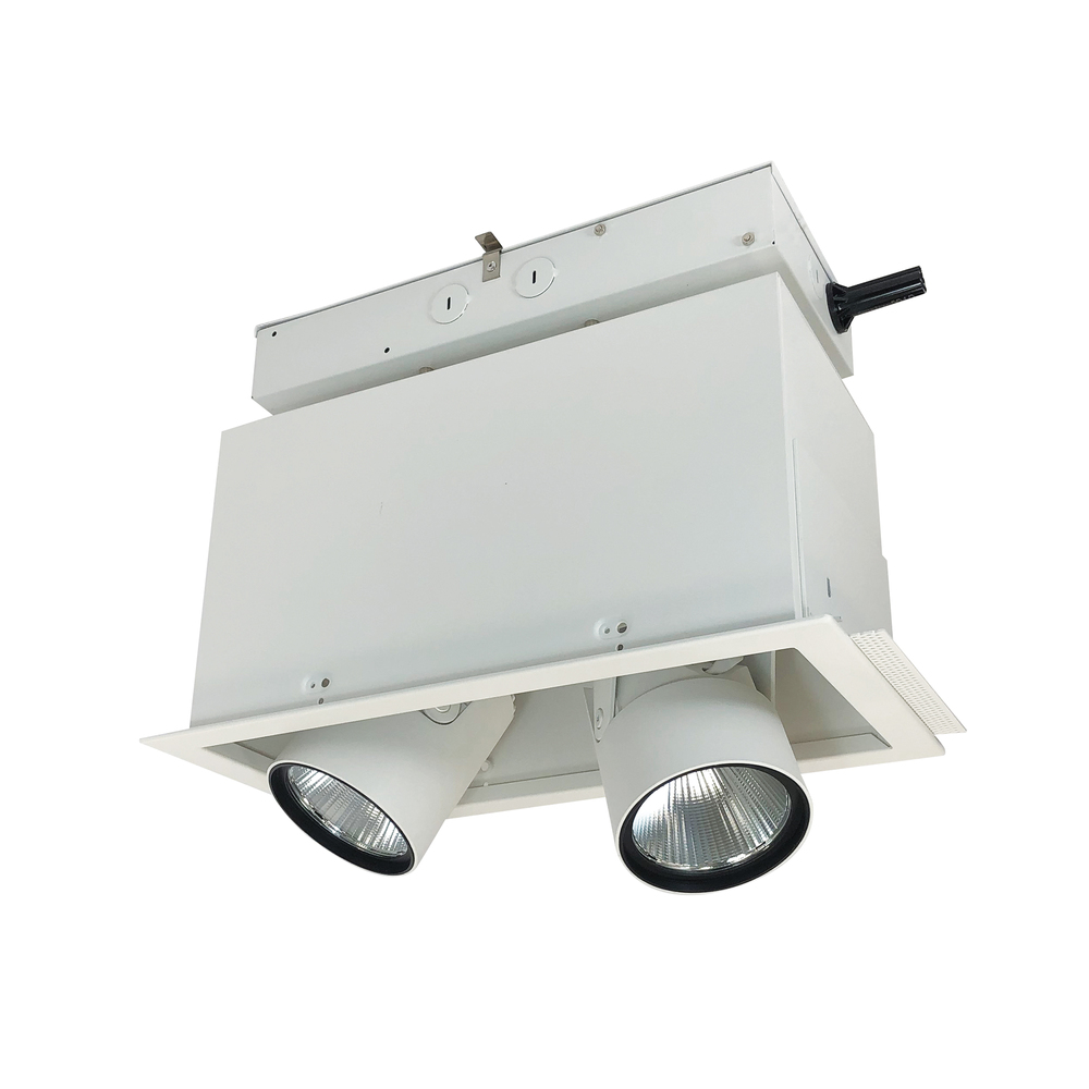 Pull-Down LED Trimless 2-Head MLS, 30W / 2100lm per Head, Flood, 4000K, White, 120V Triac/ELV/0-10V