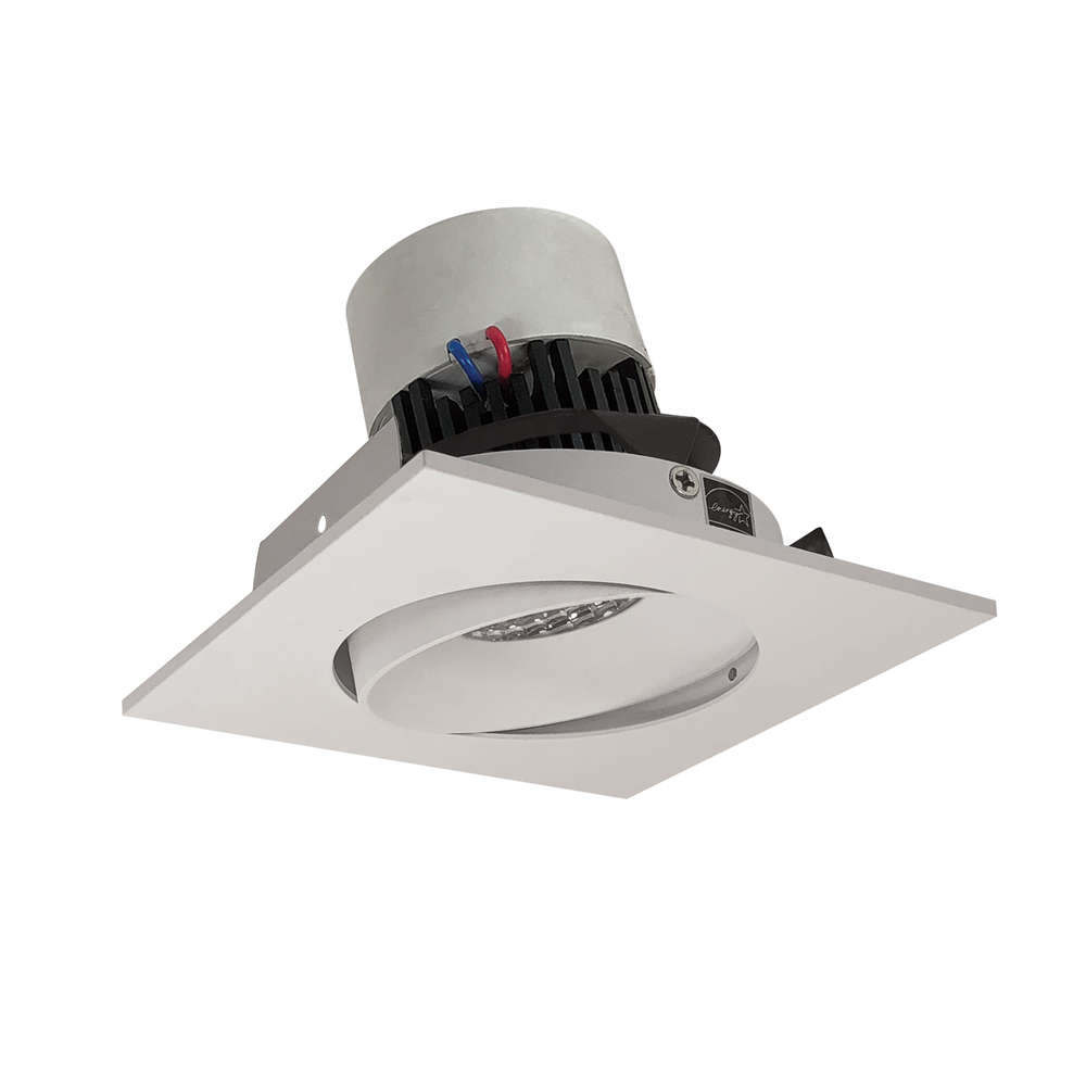 4" Pearl LED Square Adjustable Cone Retrofit, 1000lm / 12W, 3500K, White Reflector / White