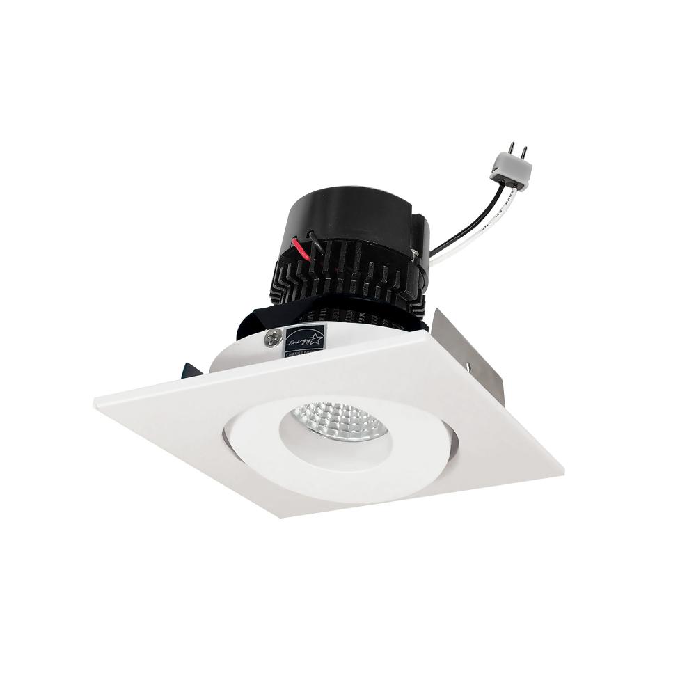 4" Pearl Low Voltage LED Square Adjustable Gimbal Retrofit, 1050lm / 11W, 3500K, White Finish