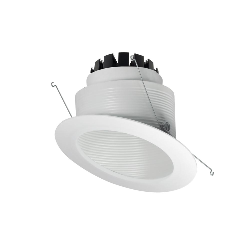 6" Marquise III Round Slope Baffle, 900lm, 4000K, Flood Optic, White Baffle/White Flange