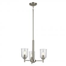 Kichler 43670NICLR - Shailene 15.25" 3-Light Mini Chandelier with Clear Glass in Brushed Nickel