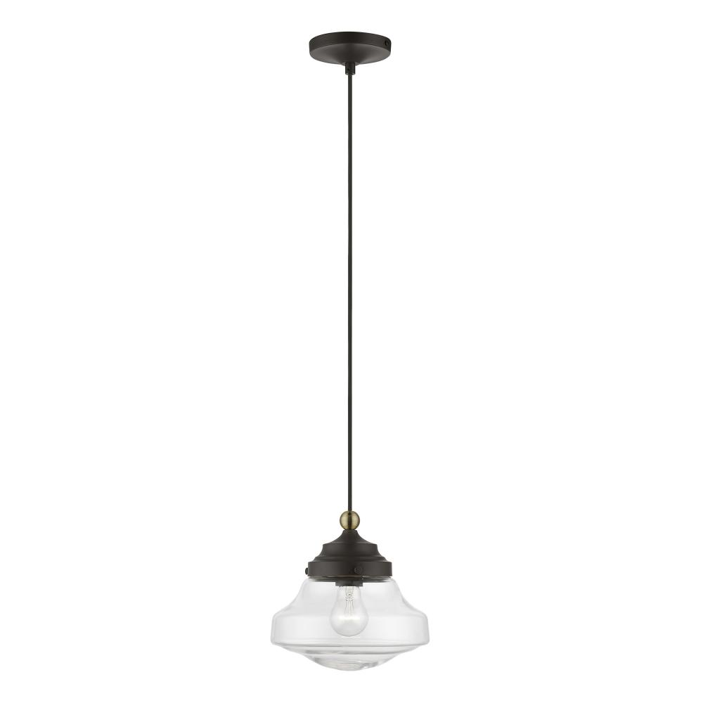 1 Light Bronze with Antique Brass Accent Mini Pendant