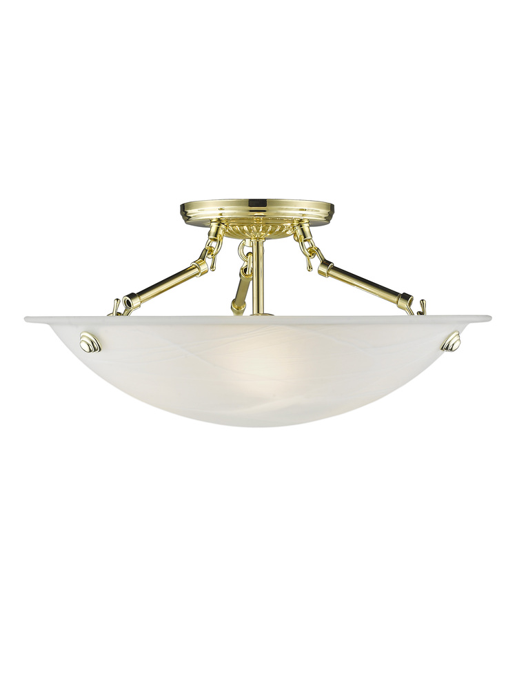 3 Light Polished Brass Ceiling Mount