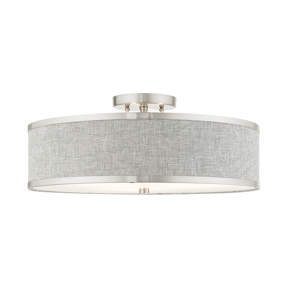 3 Lt Brushed Nickel Semi Flush