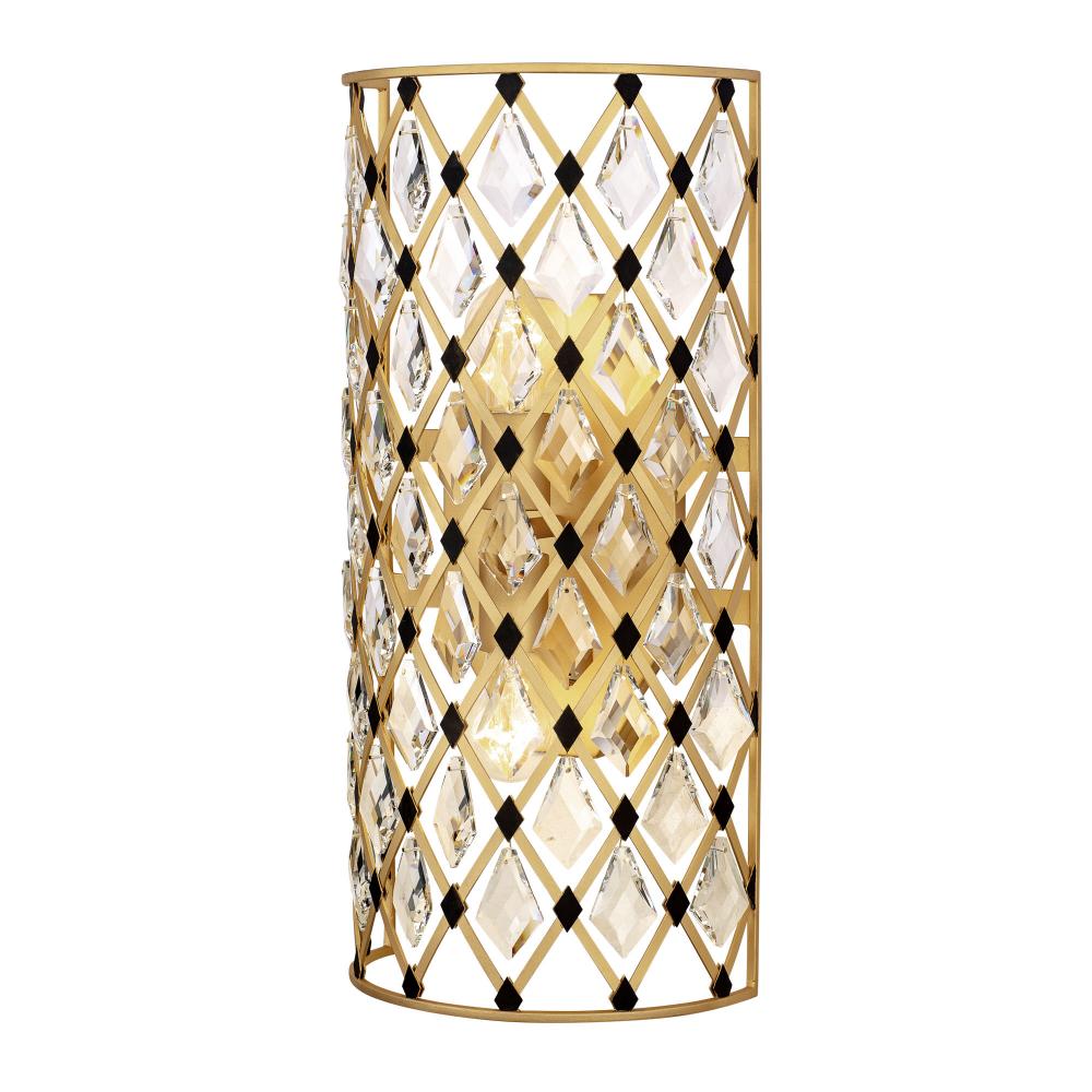 Windsor 2-Lt Crystal Sconce - French Gold/Matte Black