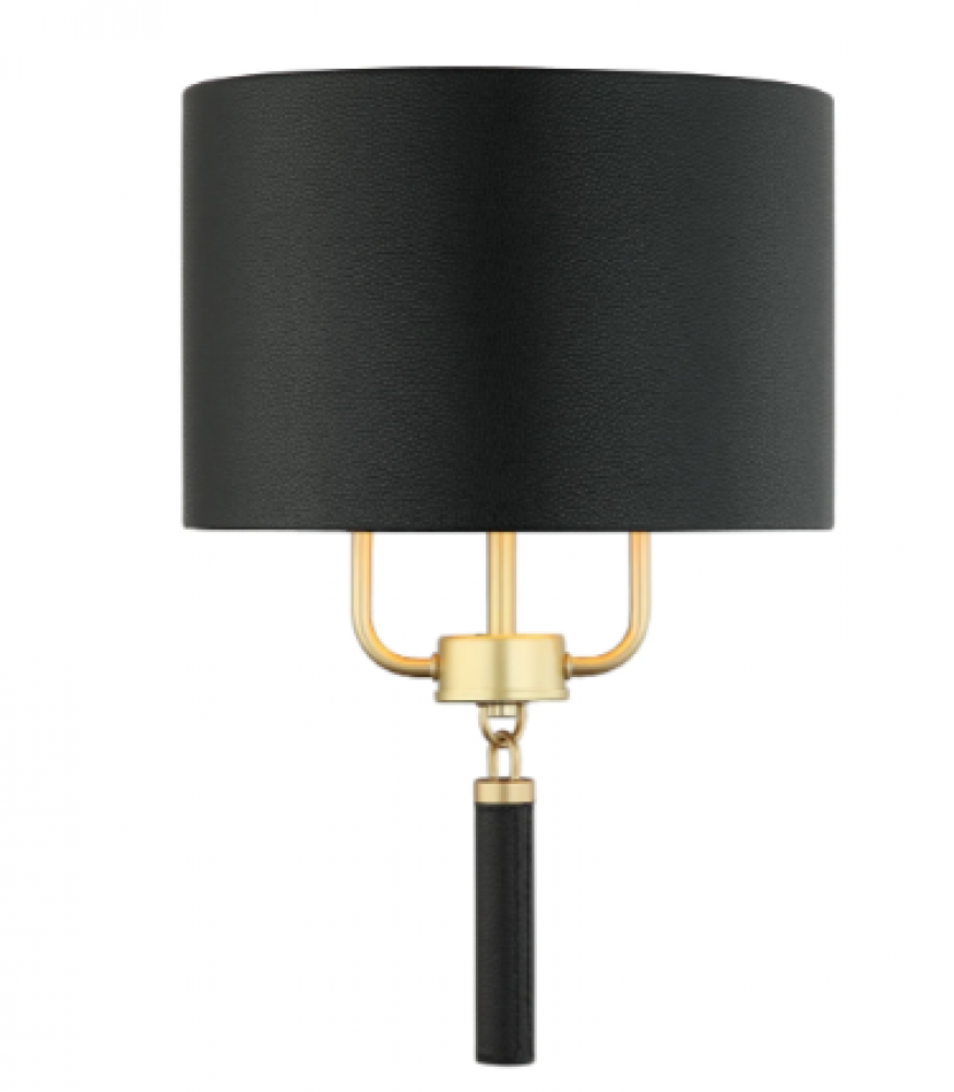 Secret Agent 2-Lt Sconce - Painted Gold/Black Leather