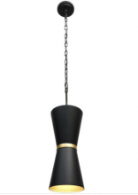 Varaluz 390P02MBFG - Mad Hatter 2-Lt   Pendant - Matte Black/French Gold