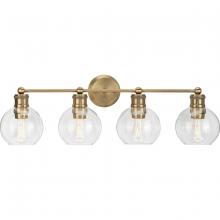 Progress P300052-163 - Hansford Collection Four-Light Vintage Brass Clear Glass Farmhouse Bath Vanity Light