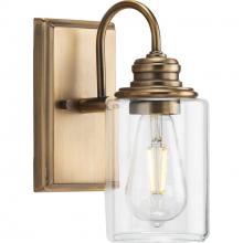 Progress P300320-163 - Aiken Collection One-Light Vintage Style Brass Clear Glass Farmhouse Style Bath Vanity Wall Light