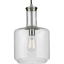 Progress P500230-009 - Latrobe Collection One-Light Brushed Nickel Clear Glass Coastal Pendant Light