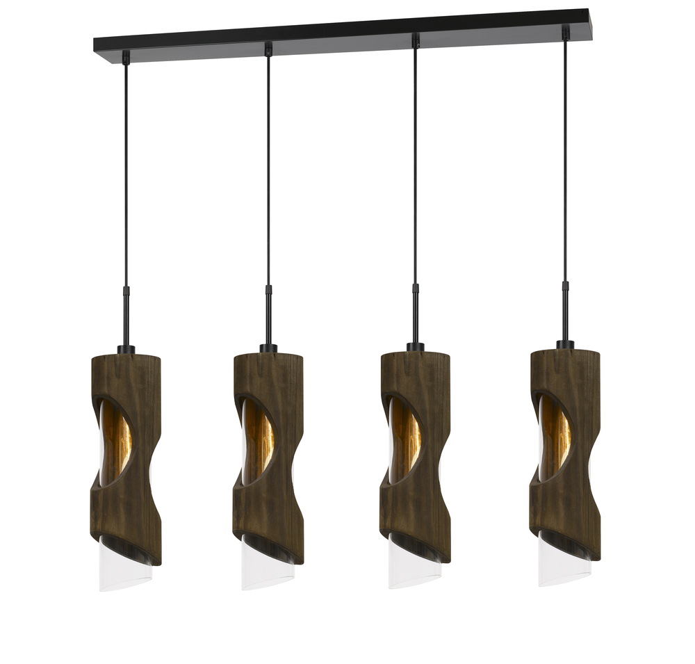 23.5 Height Glass Pendant in Smoky Wood Finish