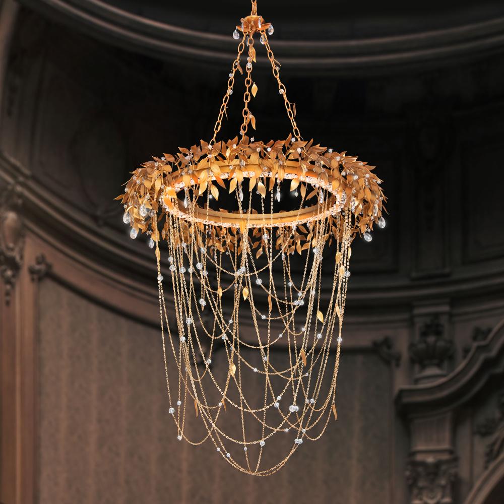 Midsummer Night 33in LED 3000K/3500K/4000K 120V-277V Pendant in Gold with Clear Optic Crystal