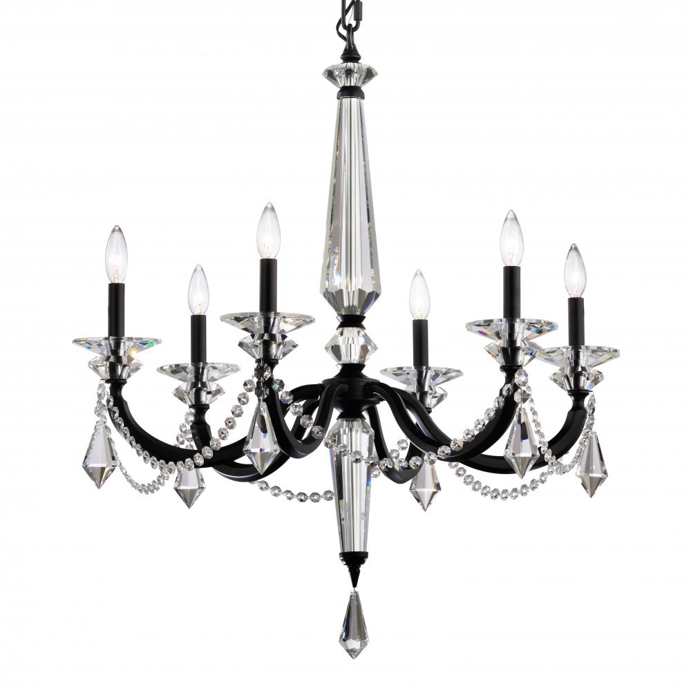 Verona 6 Light 120V Chandelier in Black with Clear Radiance Crystal