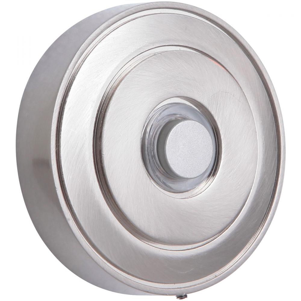 Surface Mount LED Lighted Push Button, Round LED Halo Light in Brushed Polished Nickel