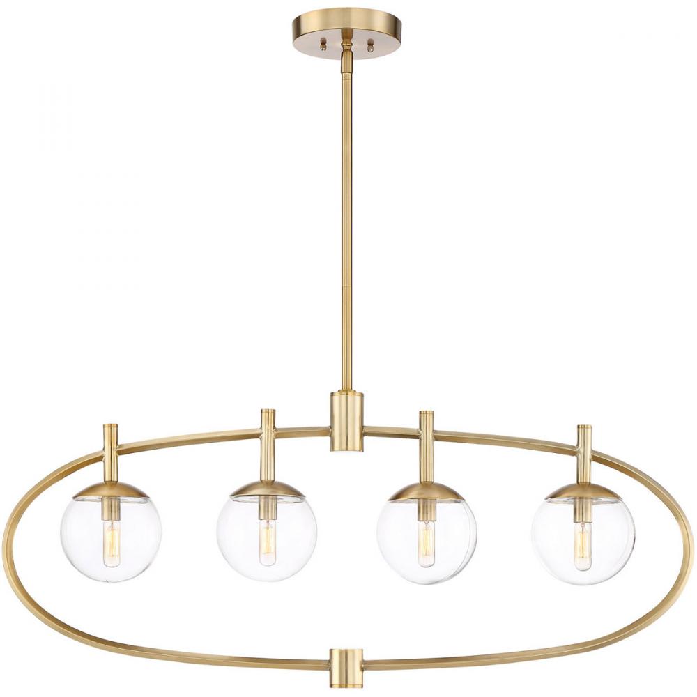 Piltz 4 Light Island in Satin Brass