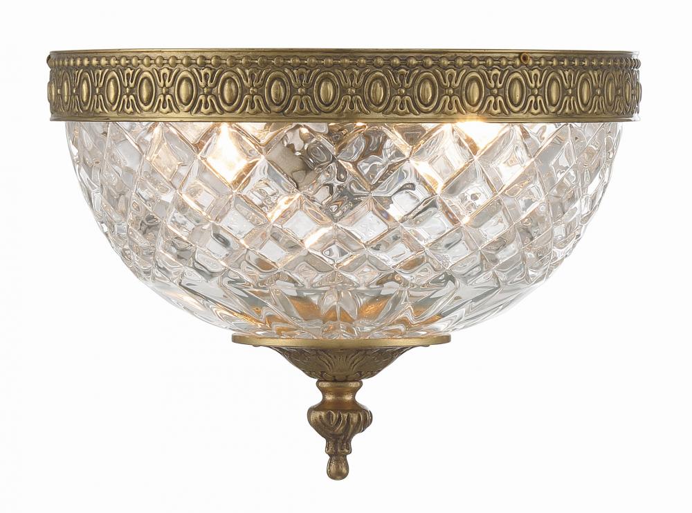 Crystorama 2 Light Olde Brass Crystal Flush Mount