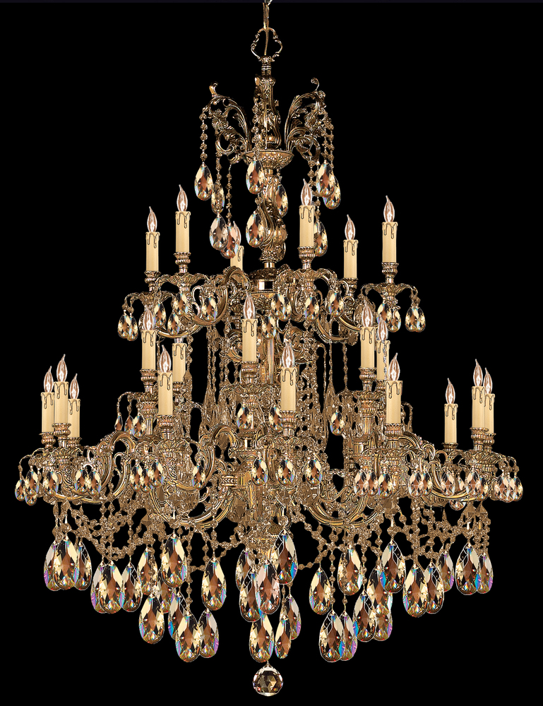 Crystorama Novella 24 Light Golden Teak Swarovski Chandelier