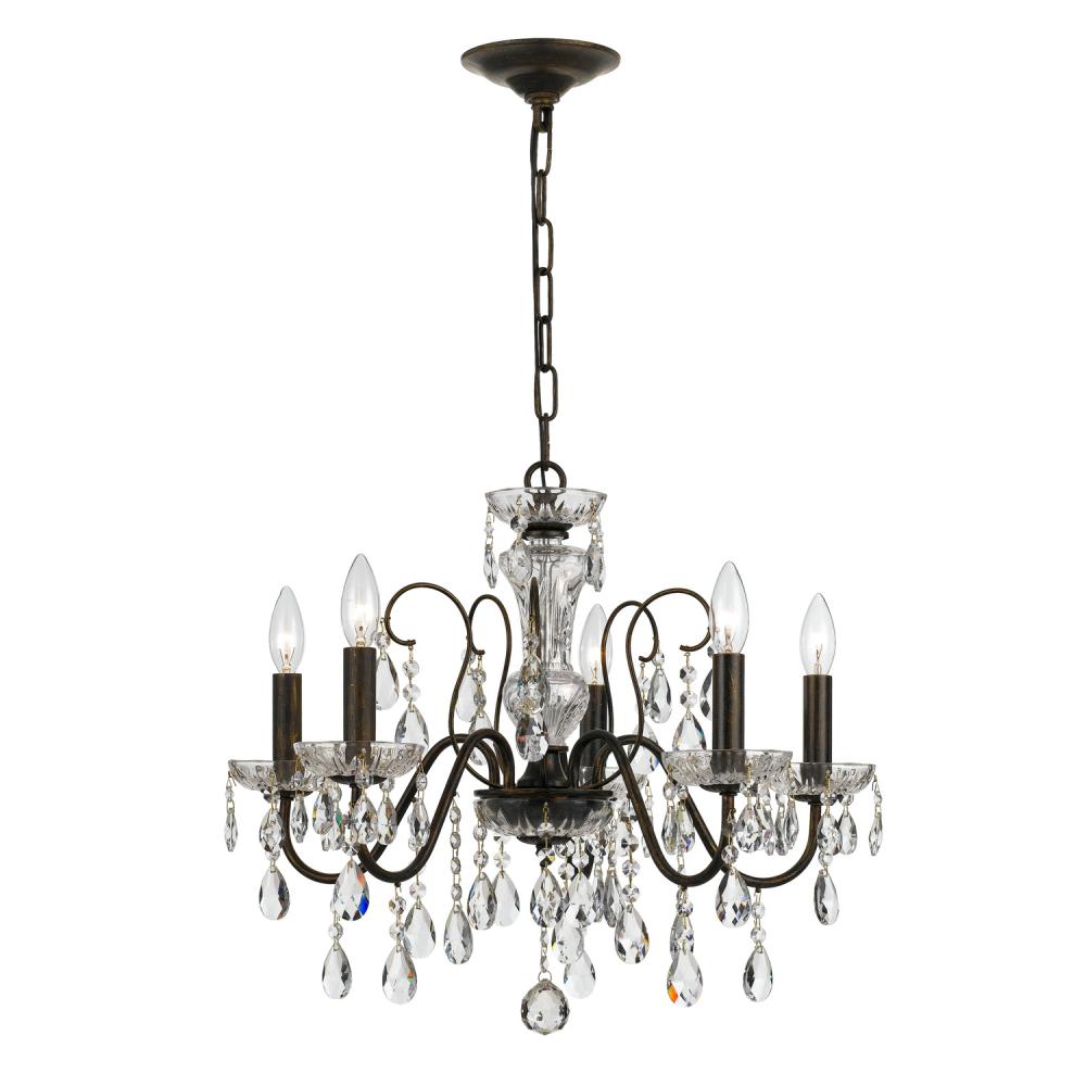 Butler 5 Light Hand Cut Crystal English Bronze Chandelier