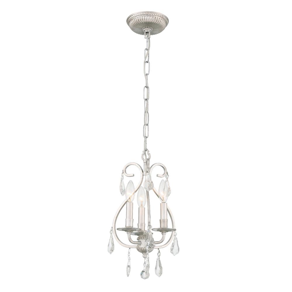 Ashton 3 Light Swarovski Strass Crystal Olde Silver Mini Chandelier