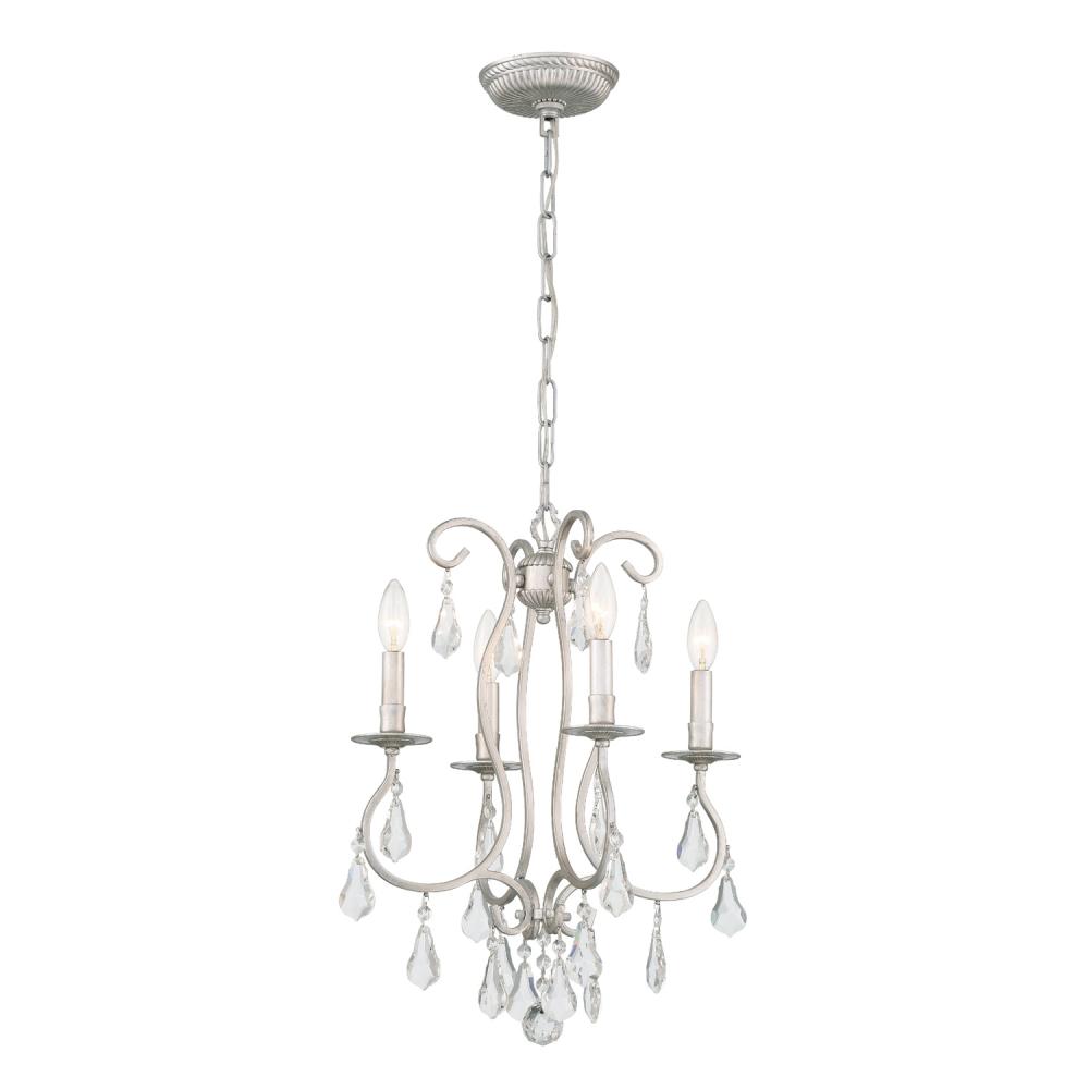 Ashton 4 Light Swarovski Strass Crystal Olde Silver Mini Chandelier