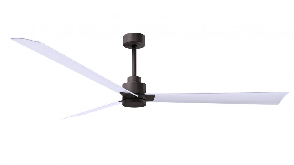 Alessandra 3-blade transitional ceiling fan in textured bronze finish with matte white blades. Opt