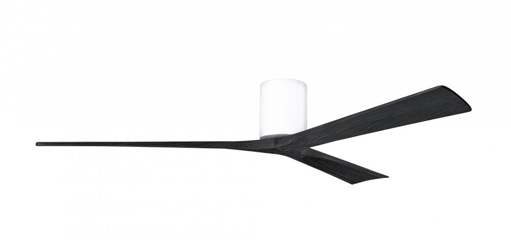 Irene-3H three-blade flush mount paddle fan in Gloss White finish with 72” solid matte black woo