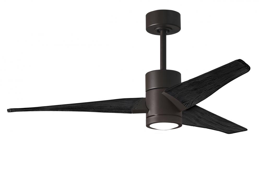 Super Janet three-blade ceiling fan in Textured Bronze finish with 52” solid walnut tone blades