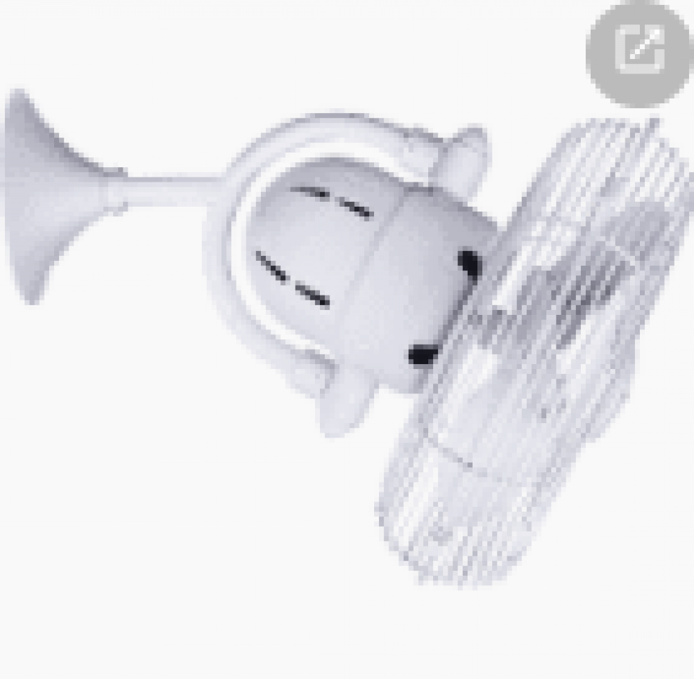 Kaye 90° oscillating 3-speed ceiling or wall fan in gloss white finish.