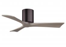 Matthews Fan Company IR3H-BB-GA-42 - Irene-3H three-blade flush mount paddle fan in Brushed Brass finish with 42” Gray Ash tone blade