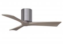  IR3H-BP-GA-42 - Irene-3H three-blade flush mount paddle fan in Brushed Pewter finish with 42” Gray Ash tone blad