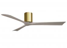  IR3H-BRBR-GA-60 - Irene-3H three-blade flush mount paddle fan in Brushed Brass finish with 60” Gray Ash tone blade