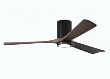  IR3HLK-BK-WA-60 - Irene-3HLK three-blade flush mount paddle fan in Matte Black finish with 60” solid walnut tone b