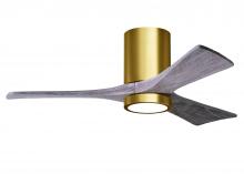 Matthews Fan Company IR3HLK-BRBR-BW-42 - Irene-3HLK three-blade flush mount paddle fan in Brushed Brass finish with 42” solid barn wood t