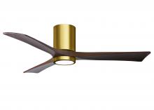  IR3HLK-BRBR-WA-52 - Irene-3HLK three-blade flush mount paddle fan in Brushed Brass finish with 52” solid walnut tone