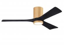  IR3HLK-LM-BK-52 - Irene-3HLK three-blade flush mount paddle fan in Brushed Pewter finish with 52” solid walnut ton