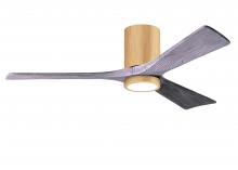  IR3HLK-LM-BW-52 - Irene-3HLK three-blade flush mount paddle fan in Brushed Pewter finish with 52” solid walnut ton