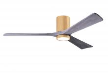  IR3HLK-LM-BW-60 - Irene-3HLK three-blade flush mount paddle fan in Brushed Pewter finish with 60” solid walnut ton