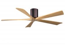  IR5H-BB-LM-60 - Irene-5H three-blade flush mount paddle fan in Brushed Brass finish with 60” Light Maple tone bl