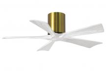  IR5H-BRBR-MWH-42 - Irene-5H five-blade flush mount paddle fan in Brushed Brass finish with 42” solid matte white wo