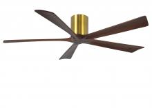  IR5H-BRBR-WA-60 - Irene-5H five-blade flush mount paddle fan in Brushed Brass finish with 60” solid walnut tone bl