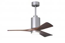 Matthews Fan Company PA3-BN-WA-42 - Patricia-3 three-blade ceiling fan in Brushed Nickel finish with 42” solid walnut tone blades an