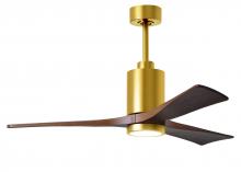  PA3-BRBR-WA-52 - Patricia-3 three-blade ceiling fan in Brushed Brass finish with 52” solid walnut tone blades and