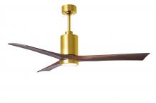  PA3-BRBR-WA-60 - Patricia-3 three-blade ceiling fan in Brushed Brass finish with 60” solid walnut tone blades and