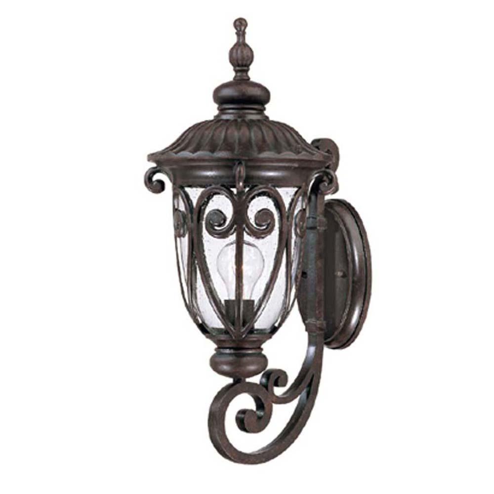 Naples Collection Wall-Mount 1-Light Outdoor Marbleized Mahogany Light Fixture