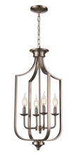 Trans Globe 11215 BN - Hillcrest 27.5-in. High Brushed Nickel 4-Light Cage Chandelier