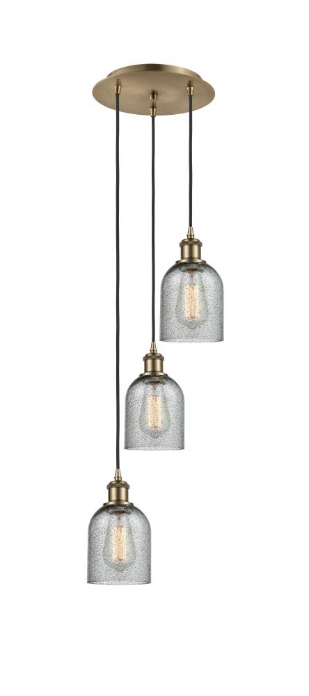 Caledonia - 3 Light - 12 inch - Antique Brass - Cord Hung - Multi Pendant