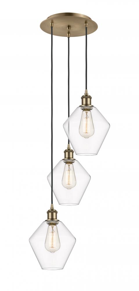 Cindyrella - 3 Light - 15 inch - Antique Brass - Cord Hung - Multi Pendant