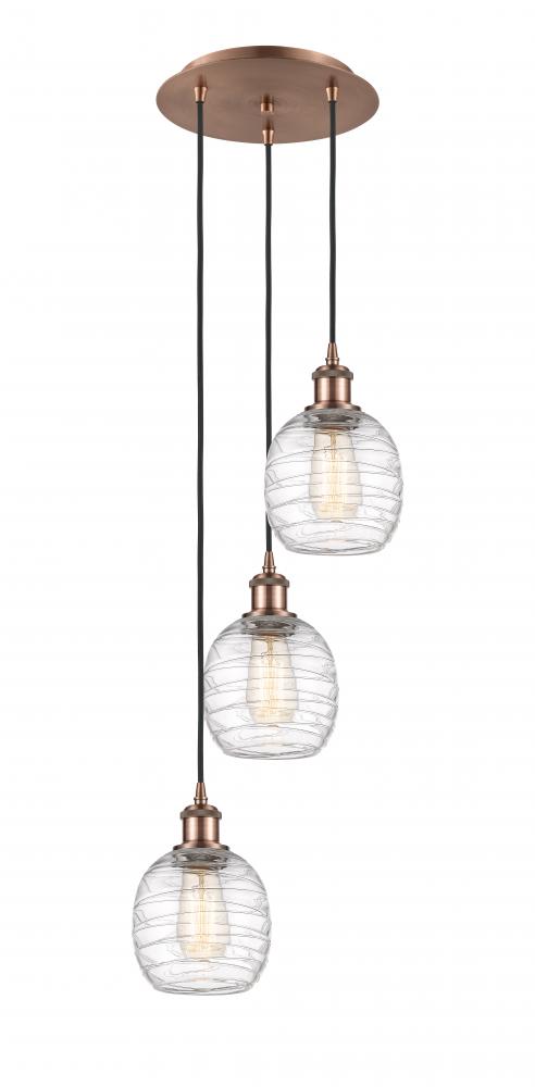 Belfast - 3 Light - 13 inch - Antique Copper - Cord Hung - Multi Pendant